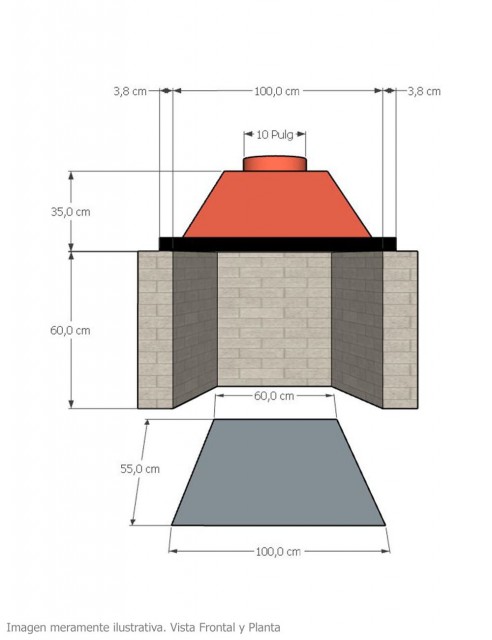 Campana para Chimenea a Leña Frontal Clásica Grande