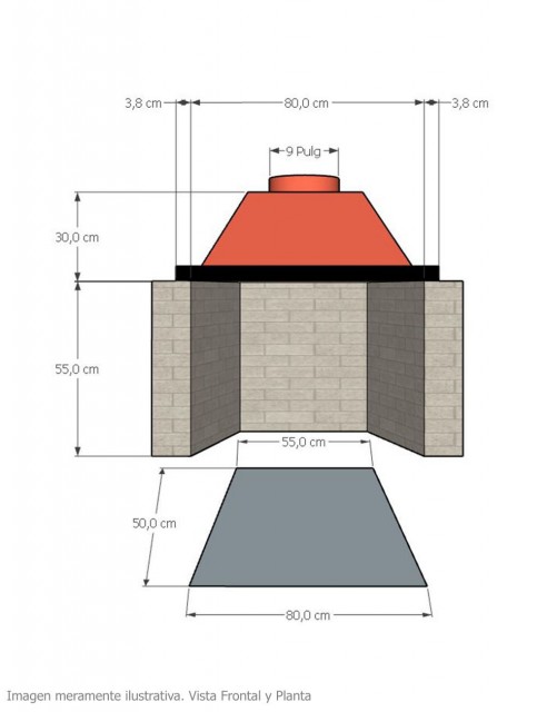 Campana para Chimenea a Leña Frontal Clásica Mediana