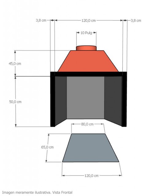 Hogar para Chimenea a Leña Frontal Clásico Extra Grande