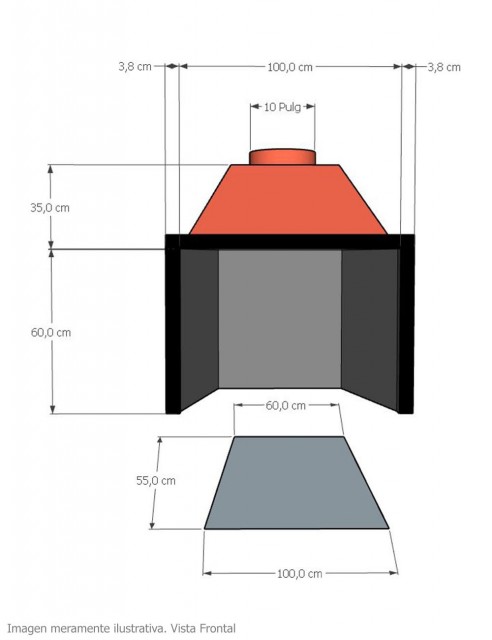 Hogar para Chimenea a Leña Frontal Clásico Grande