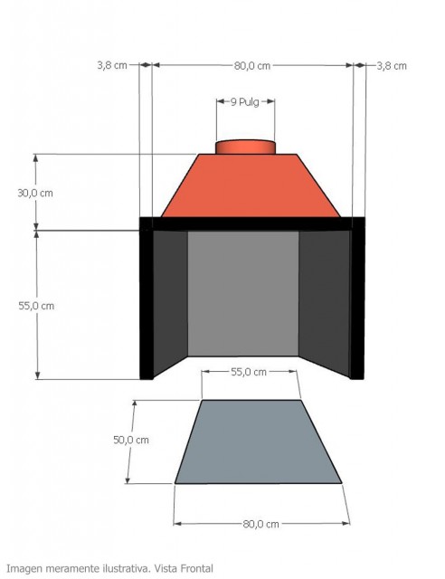Hogar para Chimenea a Leña Frontal Clásico Mediano