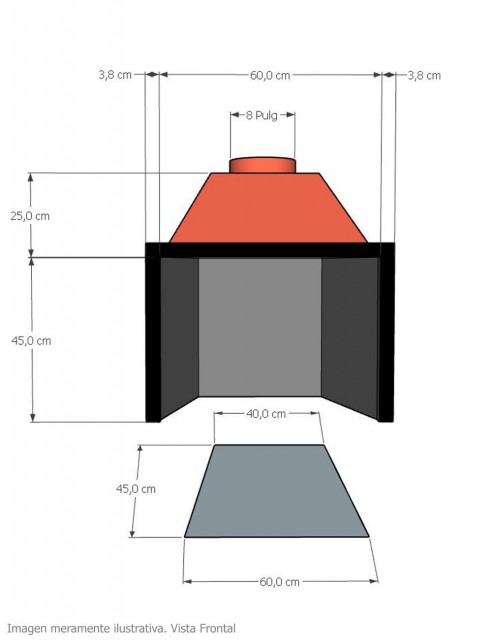 Hogar para Chimenea a Leña Frontal Clásico Pequeño