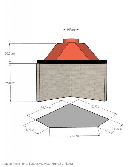 Campana para Chimenea a Leña Esquinera Clásica Grande
