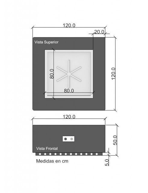 Chimenea de exterior Cuadrada Manual