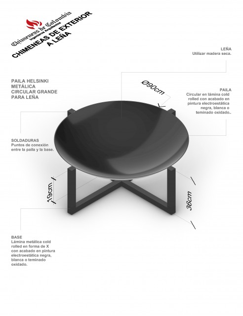 Paila para Fogata a leña en lamina Helsinki Grande