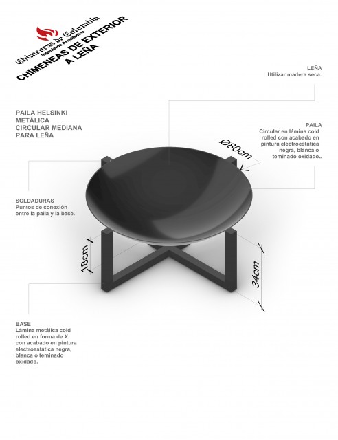 Paila para Fogata a leña en lamina Helsinki Mediana