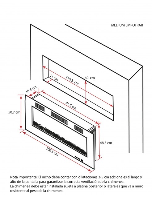 Chimenea Eléctrica Loft Medium de Empotrar