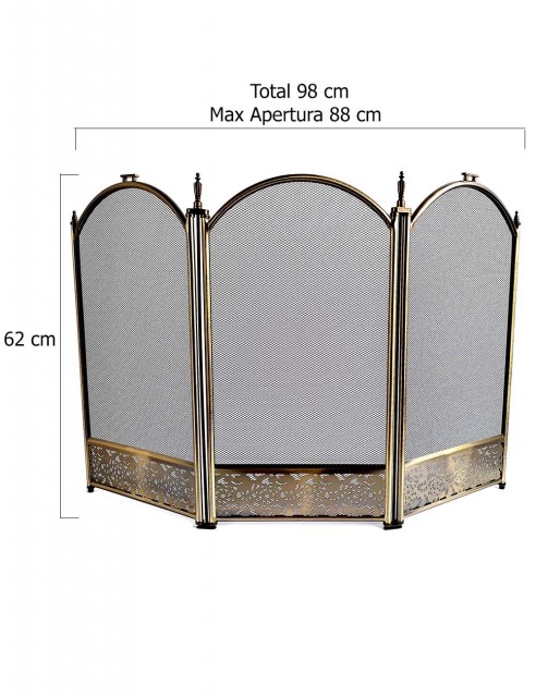 Malla para Chimenea a Leña Curva Bronce Anticado con Cenefa