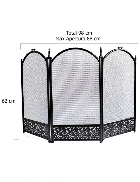 Malla para Chimenea a Leña Curva Negra con Cenefa