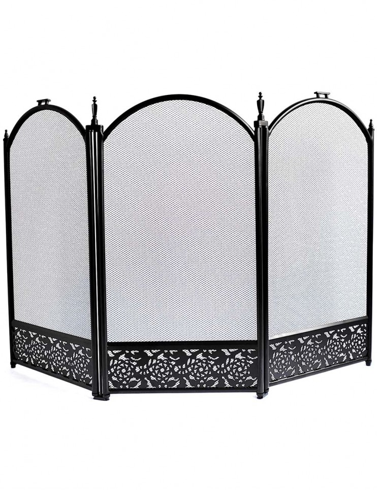 Malla para Chimenea a Leña Curva Negra con Cenefa